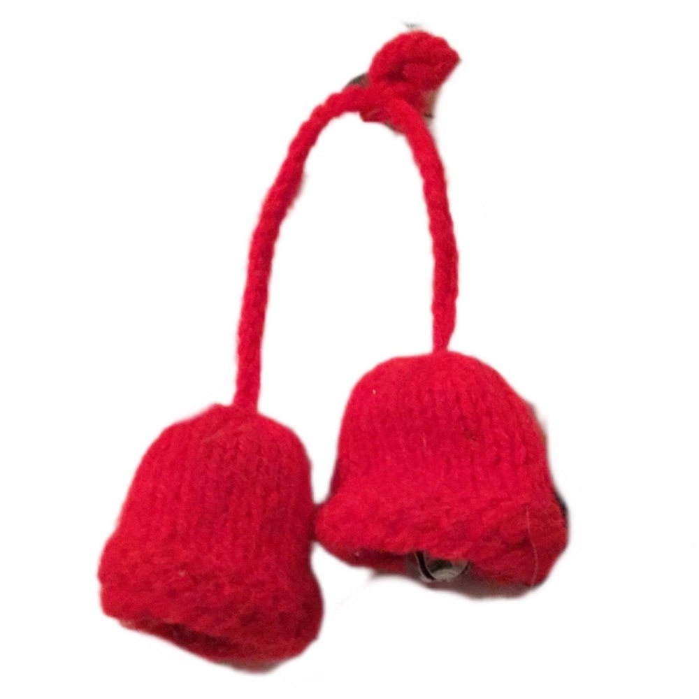Festive Red Knit Bell Ornament